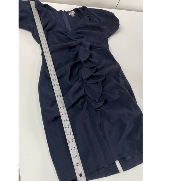 Chelsea28 Dress Womens‎ 10 Petite Blue Ruched Puff Sleeve V Neck Mini - Picture 11 of 11
